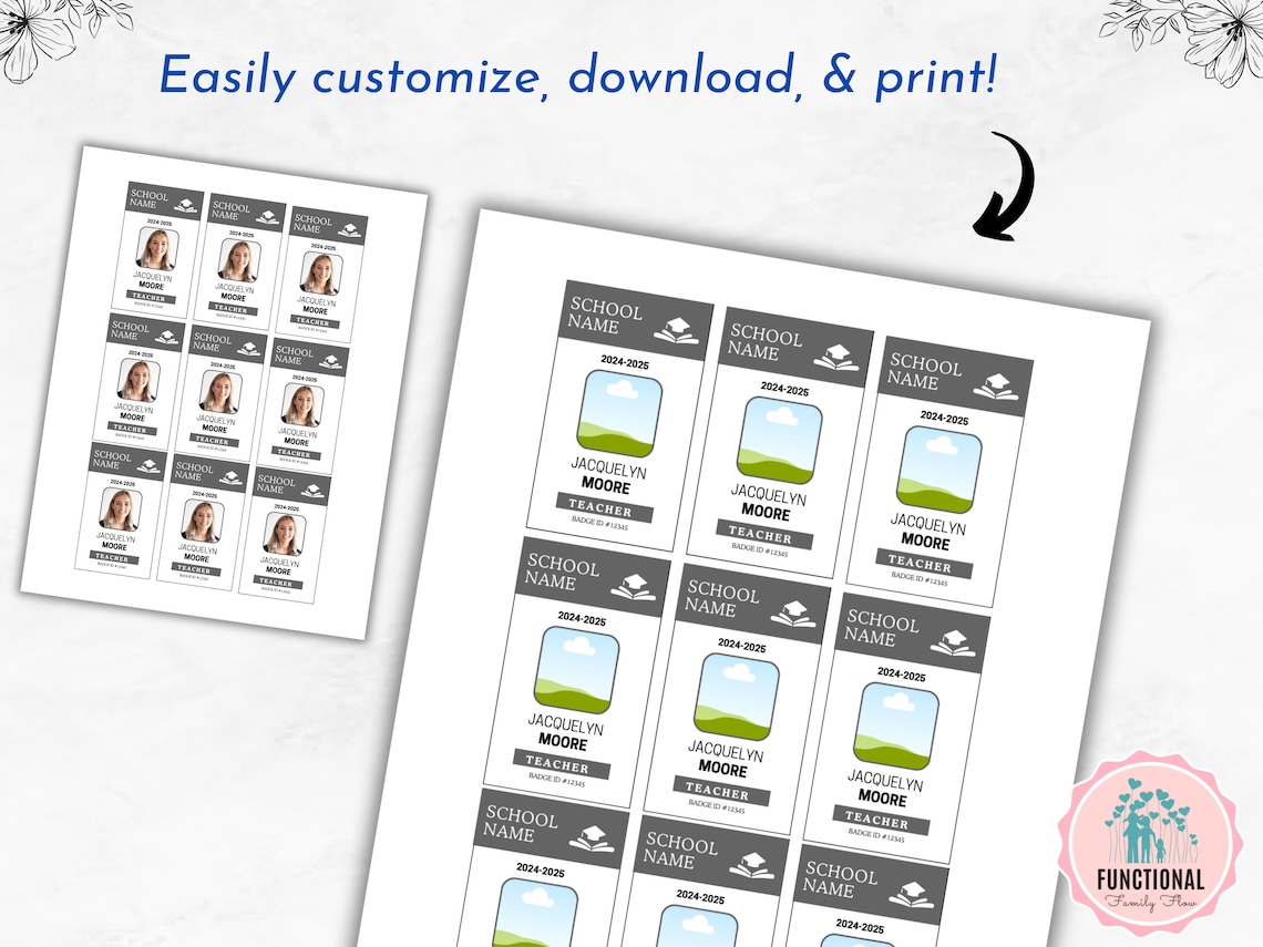ID Badges Template Bulk Custom ID Card Editable ID Badges - Etsy