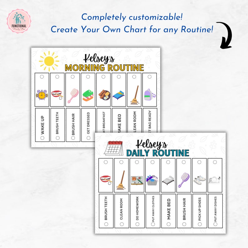 Kids Routine Draft Kids Flip Routine Chart | Editable Visual Schedule for Children ...