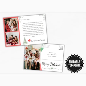 Familie Weihnachtskarte Vorlage | Bearbeitbare Weihnachtspostkarte | Feiertags-Familienfotokarte | Personalisierte Weihnachtskarte