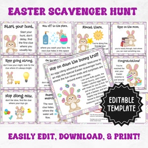Easter Scavenger Hunt For Kids | Editable Indoor Outdoor Easter Game | Treasure Hunt | Easter Hunt Clues | Easter Egg Hunt | Easter Activity