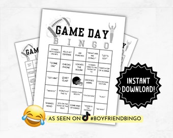 Football Boyfriend BINGO Game | Printable Funny Husband Football BINGO Sheet | Game Day Boyfriend BINGO