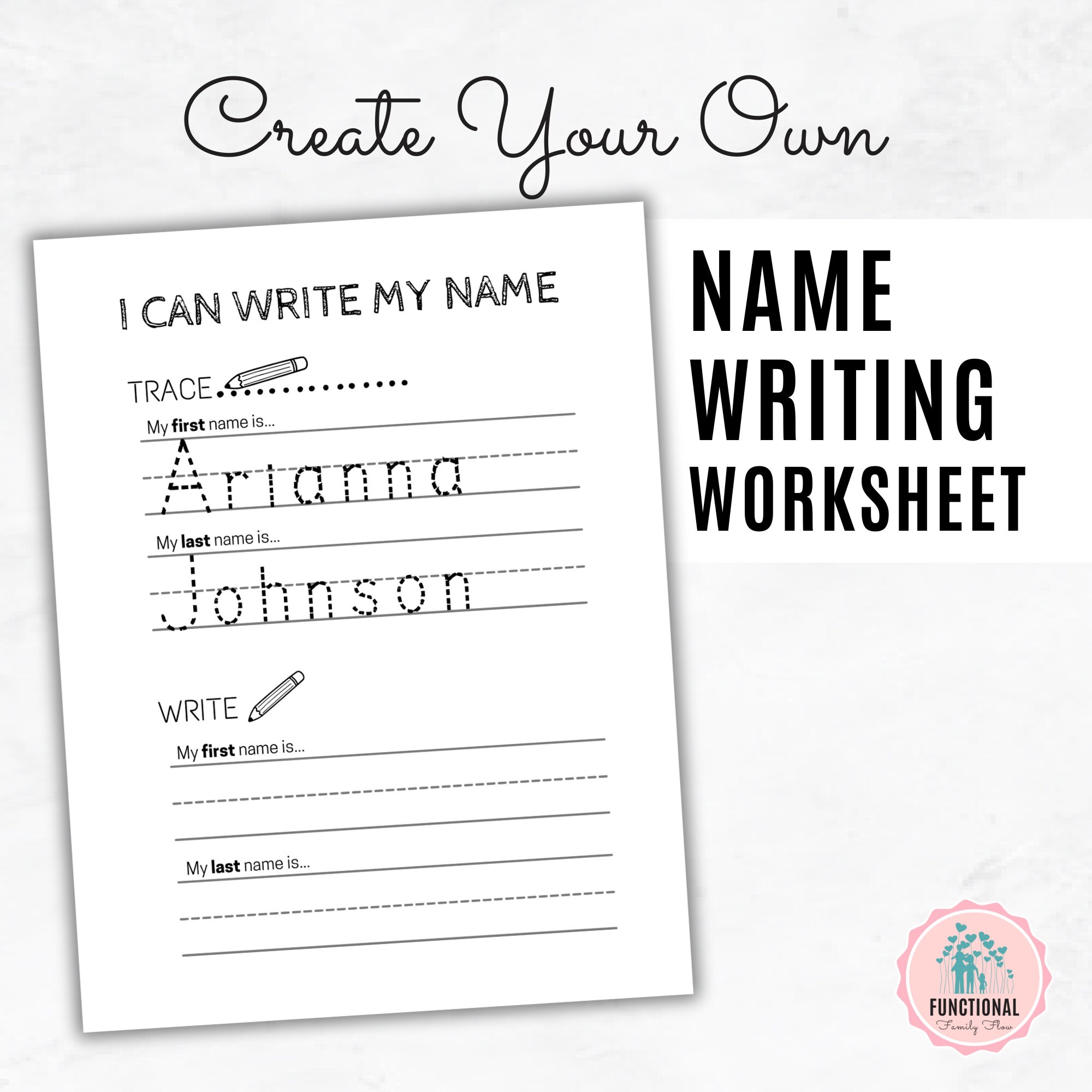 Custom Name Writing Practice Page Create Your Own - Etsy