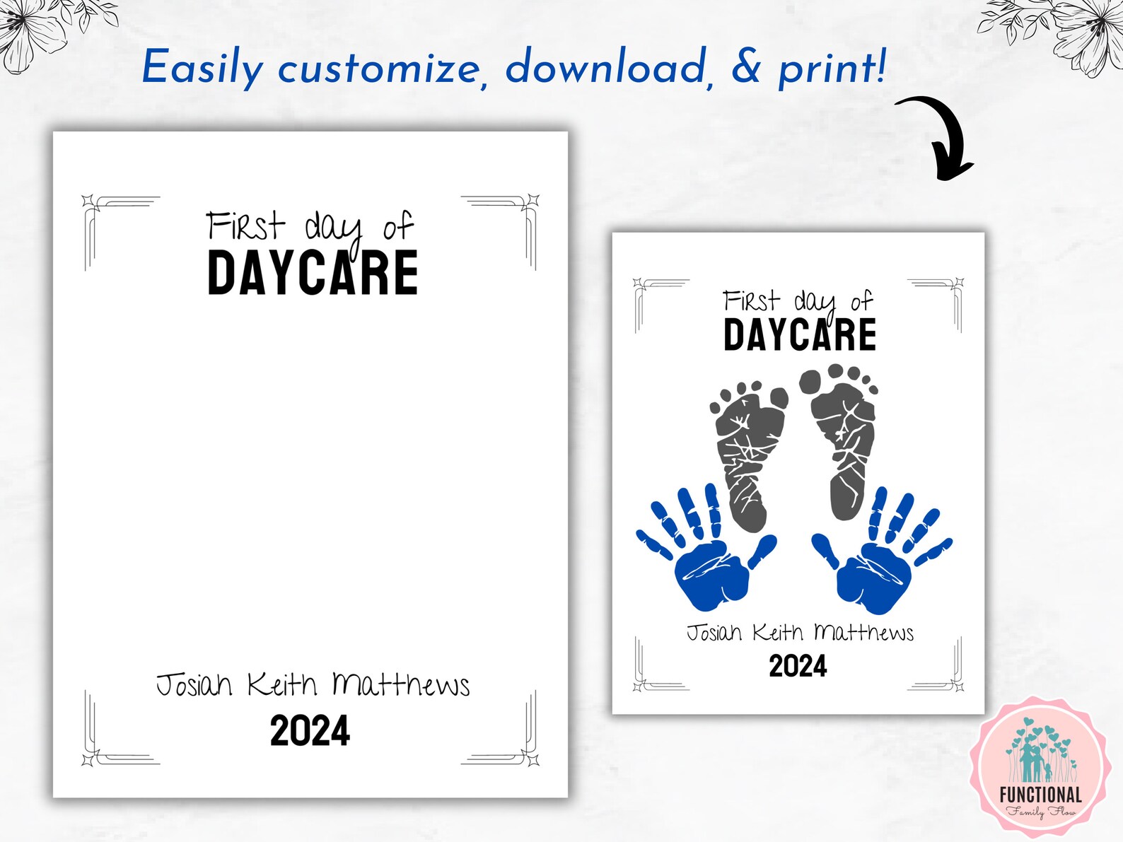 First Day Of Daycare Handprint Footprint Art Craft Etsy first-day-of-daycare-handprint-footprint-art-craft-etsy