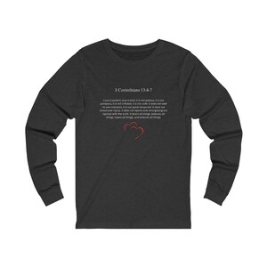 I Corinthians 13:4-7 Unisex Jersey Tee - Inspirational Long Sleeve Shirt, Comfortable & Uplifting Casual Wear, Thoughtful Gift image 10