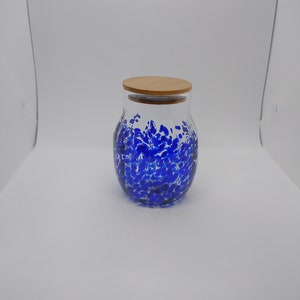 Glass Jar with Lid Hand Blown Glass Kitchen Decor cookie Jar Spice Jar Container