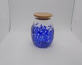Glass Jar with Lid Hand Blown Glass Kitchen Decor cookie Jar Spice Jar Container