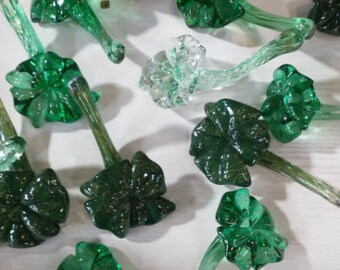 Glass clover SINGLE St Patrick's Day Four Leaf Clover Good Luck Charm Hand Blown Glass Shamrocks choose shamrocks Once ordered, you choose