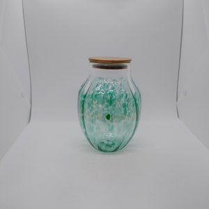Glass Jar with Lid Hand Blown Glass Kitchen Decor cookie Jar Spice Jar Container