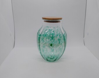 Glass Jar with Lid Hand Blown Glass Kitchen Decor cookie Jar Spice Jar Container