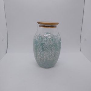 Glass Jar with Lid Hand Blown Glass Kitchen Decor cookie Jar Spice Jar Container