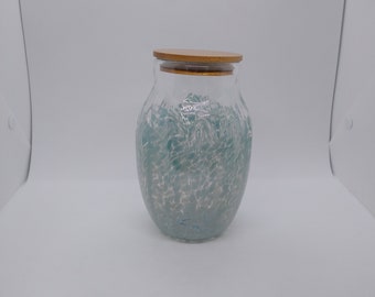 Glass Jar with Lid Hand Blown Glass Kitchen Decor cookie Jar Spice Jar Container