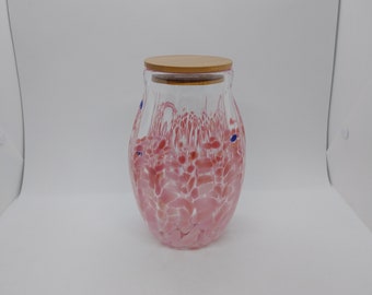 Glass Jar with Lid Hand Blown Glass Kitchen Decor cookie Jar Spice Jar Container