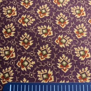 Purple Cotton Fabric: Rust & Tan Floral Pattern