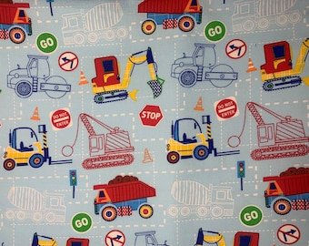 Construction Vehicles Fabric: Tractors, 100% Cotton