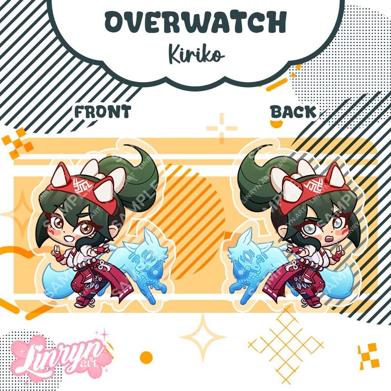 OVERWATCH Charms + Stickers! - Kiriko, D.Va, Mercy, Kiriko