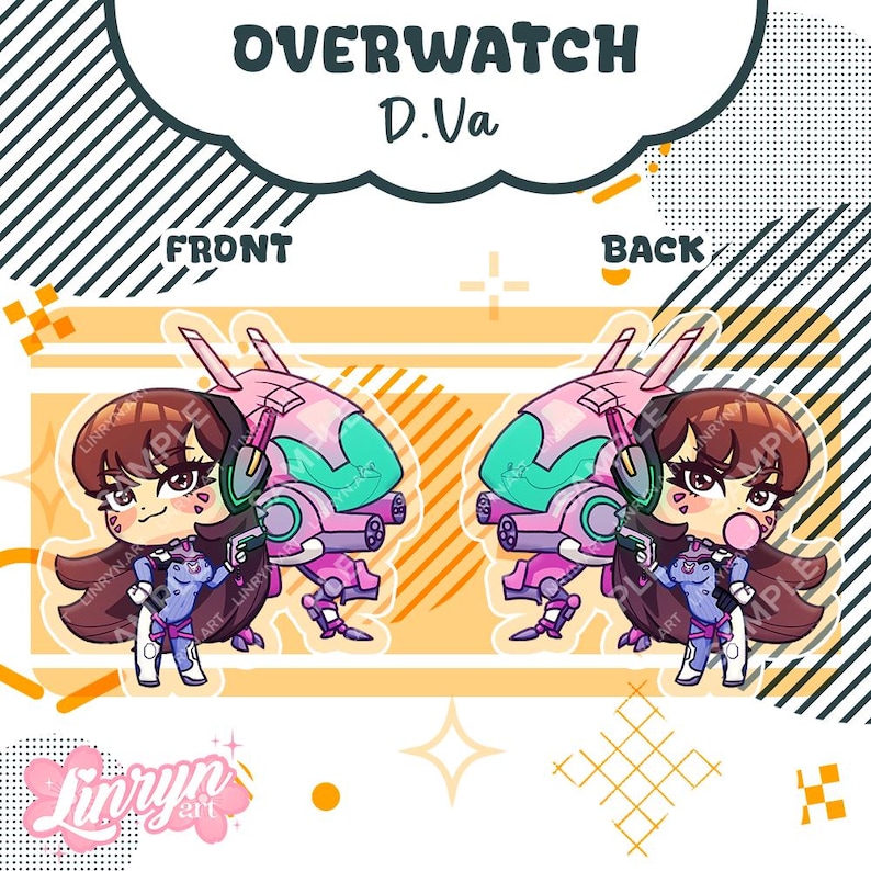 OVERWATCH Charms + Stickers! - Kiriko, D.Va, Mercy, D.Va