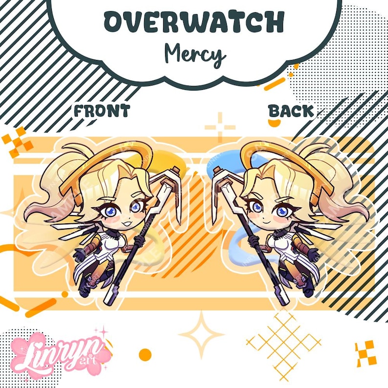 OVERWATCH Charms + Stickers! - Kiriko, D.Va, Mercy, Mercy
