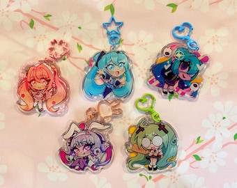 HATSUNE MIKU Charms + Stickers! - Original, Rotten Girl, Rabbit Hole, Monitoring, Sakura
