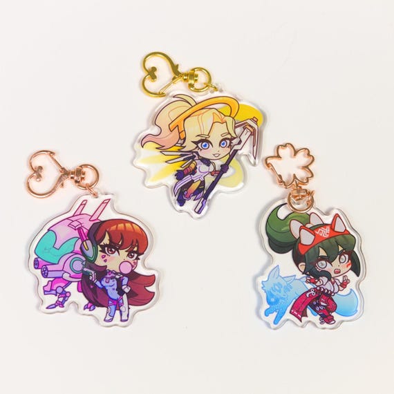 OVERWATCH Charms + Stickers! - Kiriko, D.Va, Mercy,