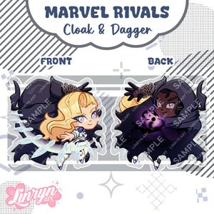 MARVEL RIVALS Charms + Stickers! - Jeff, Cloak & Dagger, Scarlet Witch, Emma Frost, Magik Cloak & Dagger