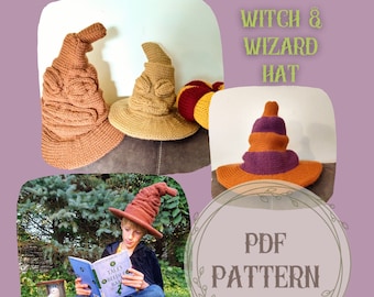 Witch and Wizard Hat Knitting Machine Pattern, Addi Knitting Machine Costume Pattern, Circular Knitting Machine Halloween Pattern