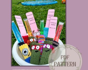 Popsicle Sleeve Knitting Machine Pattern, Popsicle Holder, Freeze Pop Holder, Addi Express Patterns, Circular Knitting Machin