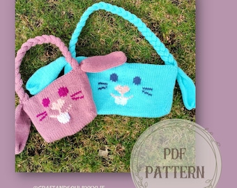 Knitting Machine Bunny Bag Pattern,  Sentro 48, Addi Express, Circular Knitting Machine Easter Basket Pattern