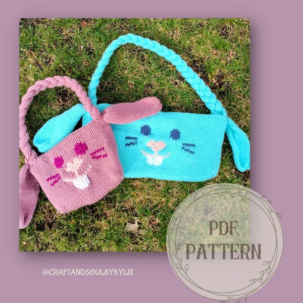 Knitting Machine Bunny Bag Pattern,  Sentro 48, Addi Express, Circular Knitting Machine Easter Basket Pattern