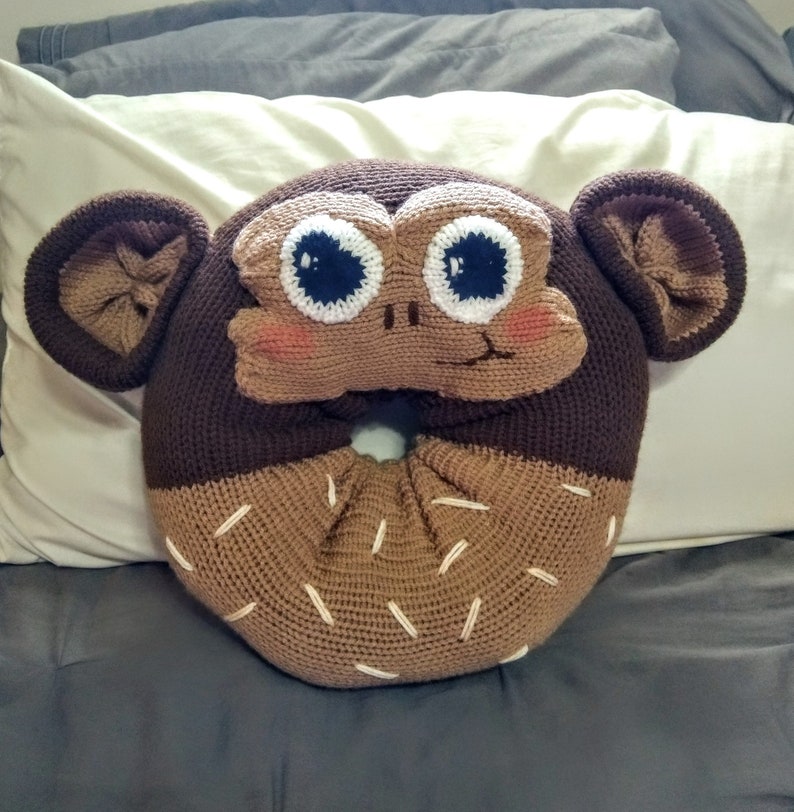Circular Knitting Machine Monkey Donut Pattern, Addi Express, Sentro 48, Kawaii Monkey Pillow image 6