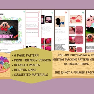Kirby Plushy Circular Knitting Machine Pattern, Kirby Knitting Machine Pattern, Addi King Pattern, Sentro 48 Pattern image 2