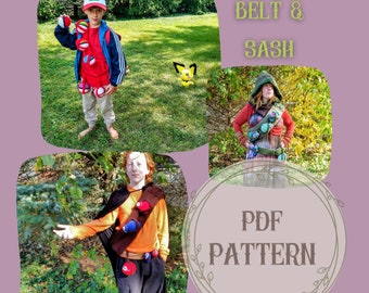 Costume Belt and Sash Circular Knitting Machine Pattern, Pokemon Trainer Costume Knitting Machine Pattern, Witch Knitting Machine Pattern