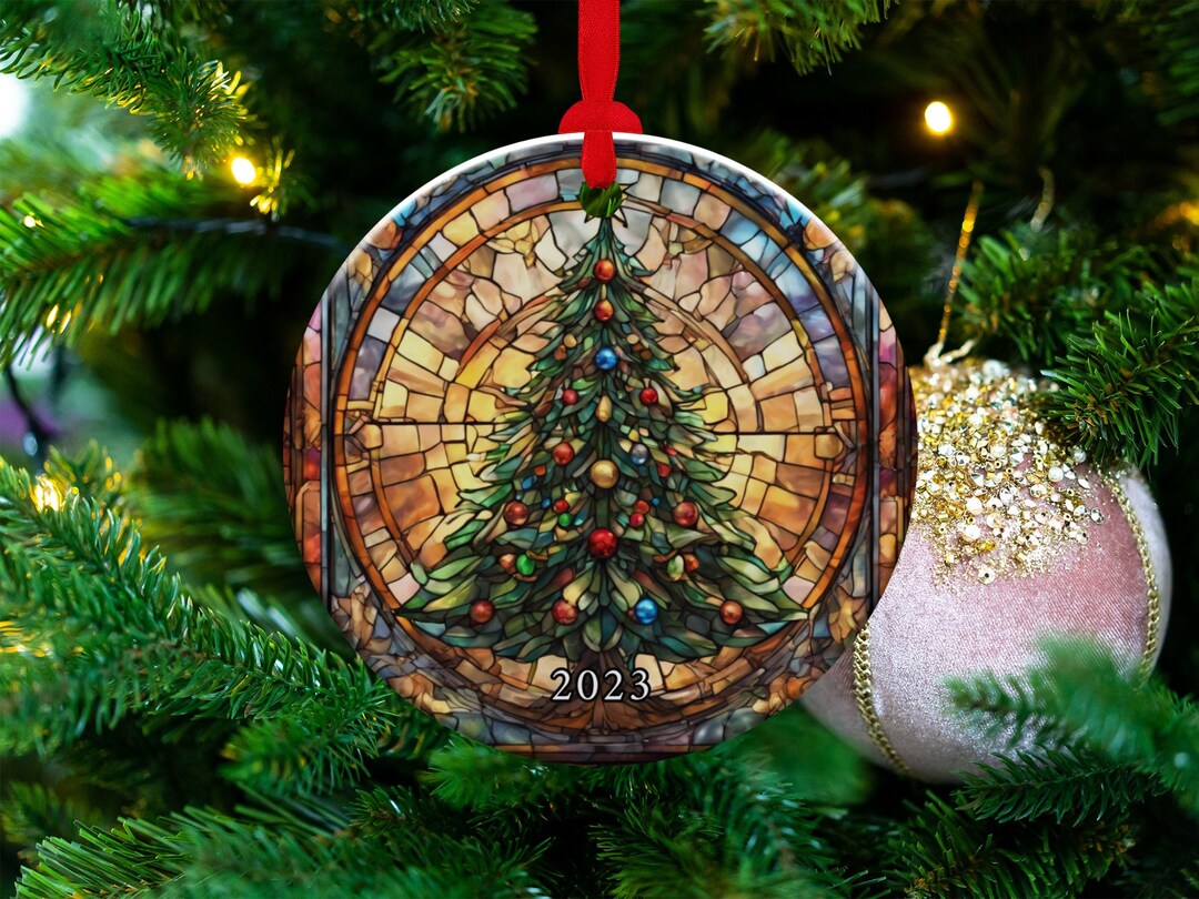 Christmas Ornament 2023, Christmas Decoration, Heirloom Keepsake, Round Ceramic Ornament