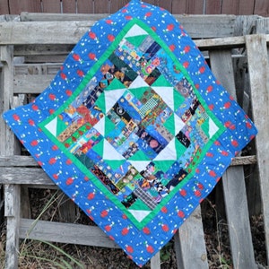 Logging Camp Baby Quilt with Primary Childrens Prints