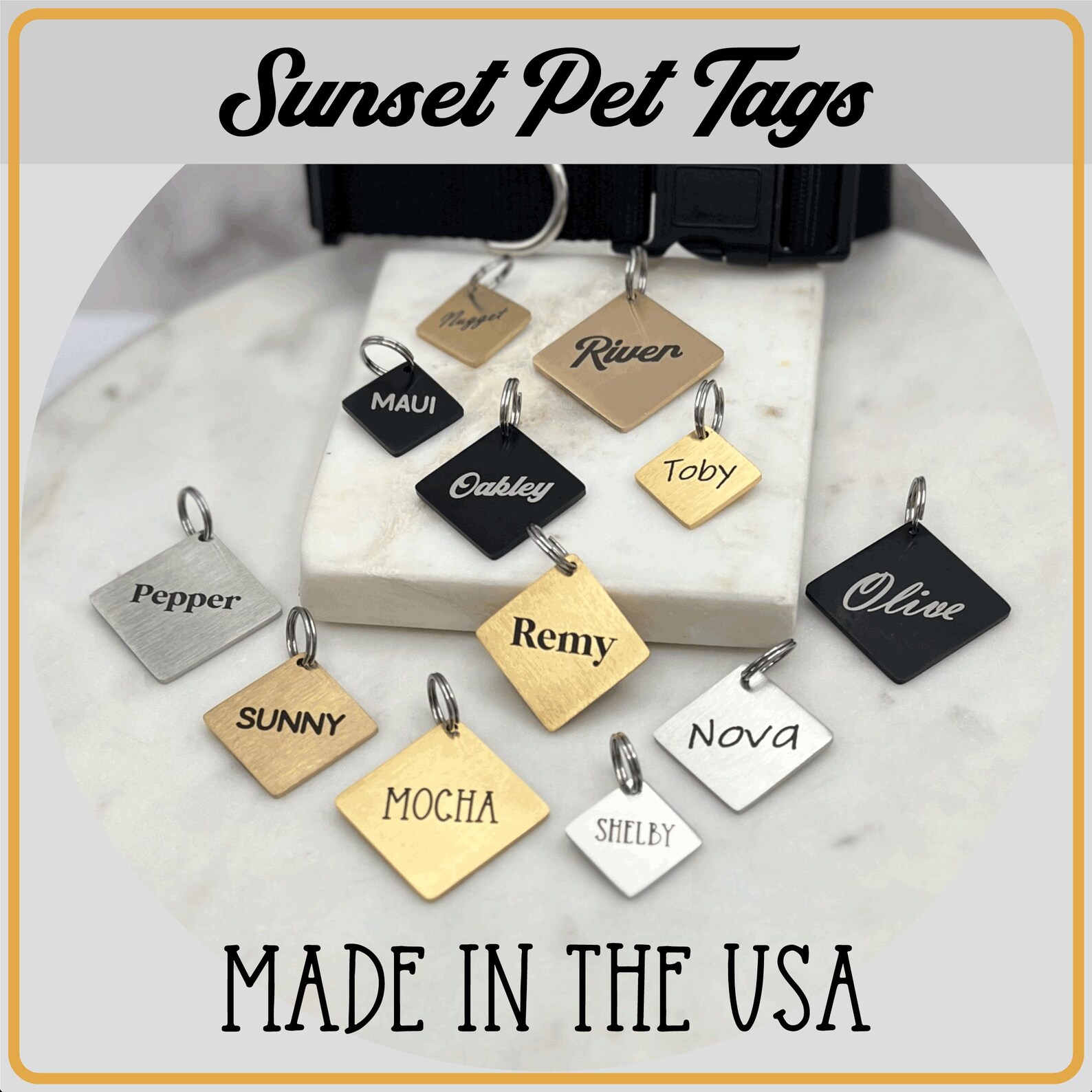Personalized Dog Tag • Diamond Shaped Engraved Dog Tag • Stainless ...