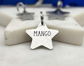 Star Shaped Engraved Dog Tag • Silver Stainless Steel • Personalized Dog Tag • Custom Dog Tag • Dog Name Tag • Puppy Tag