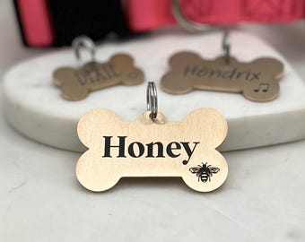 Dog Bone Dog Tag • Surgical Stainless Steel • Dog Name and Symbols Tag • Personalized Dog Tag • Custom Dog Tag • Puppy Tag