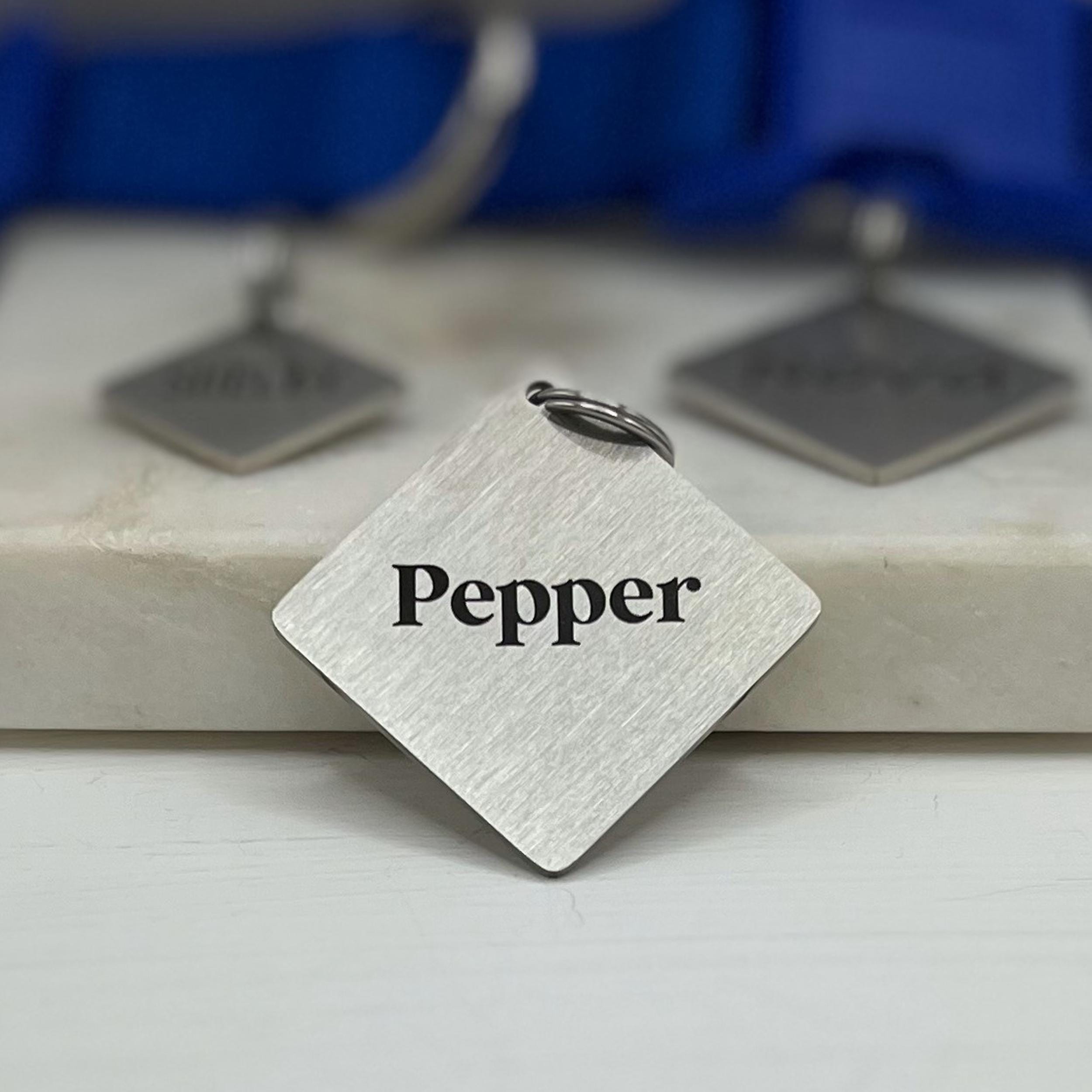 Personalized Dog Tag • Diamond Shaped Engraved Dog Tag • Stainless ...