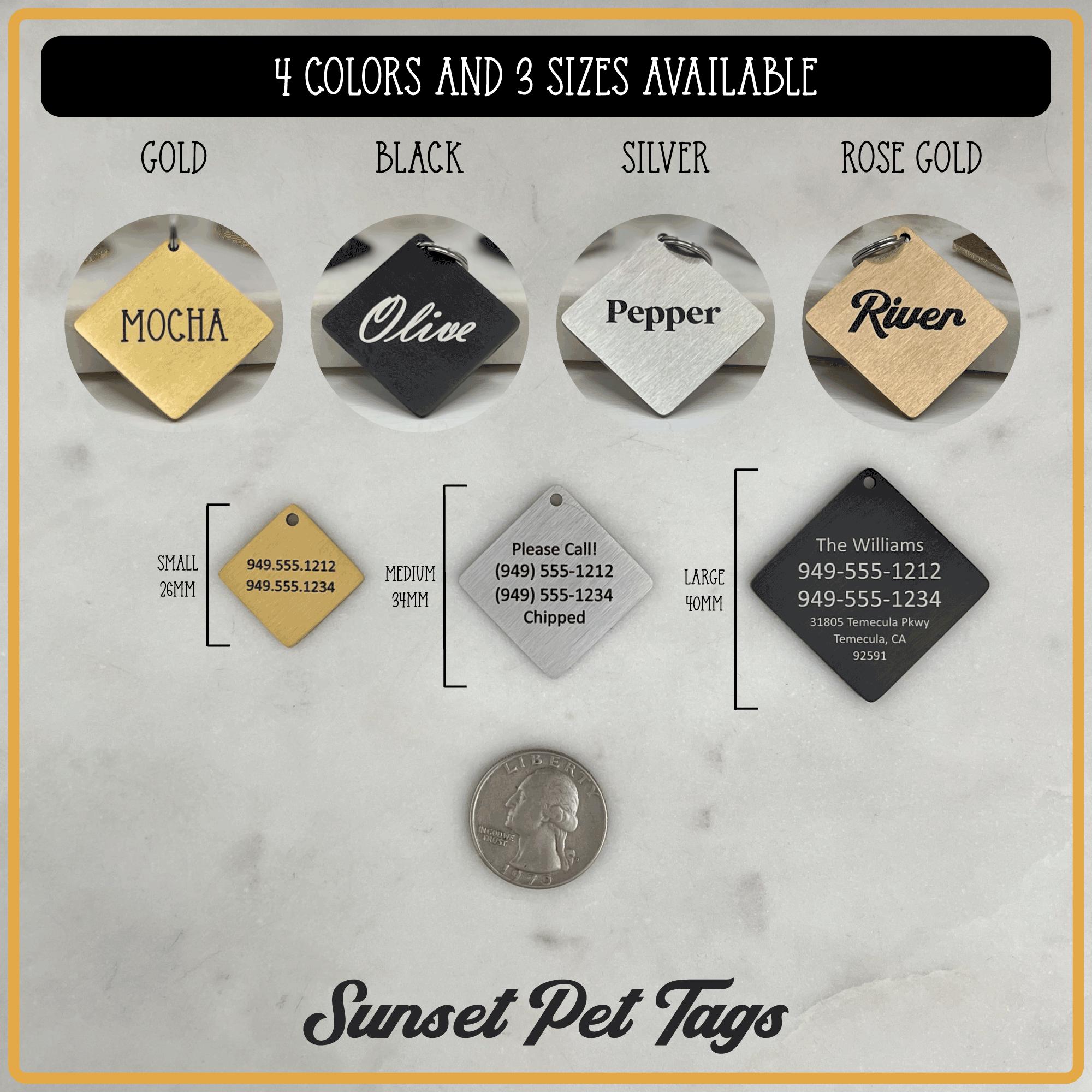 Personalized Dog Tag • Diamond Shaped Engraved Dog Tag • Stainless ...