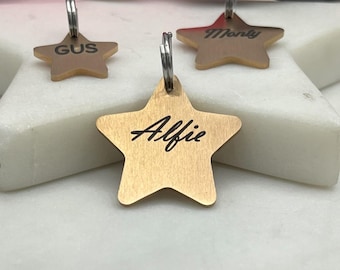 Star Shaped Engraved Dog Tag • Rose Gold Dog Tag Stainless Steel • Personalized Dog Tag • Custom Dog Tag • Dog Name Tag • Puppy Tag