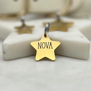 Star Shaped Engraved Dog Tag • Gold Dog Tag Stainless Steel • Personalized Dog Tag • Custom Dog Tag • Dog Name Tag • Puppy Tag