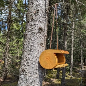 Log Bird Feeder Natural Reclaimed Wood image 3