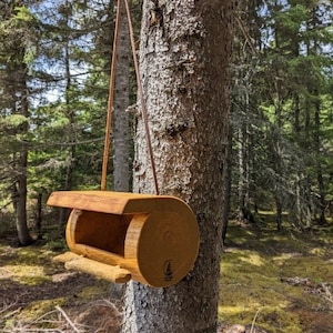 Log Bird Feeder Natural Reclaimed Wood image 1