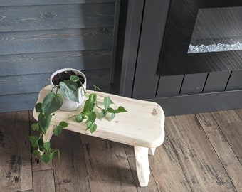 Wooden Stool | Minimal Rustic | Natural Plant Riser Stand