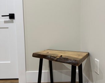Newfoundland Fir Wooden Table | Hand Made With Metal Legs | Reclaimed Wood Stool