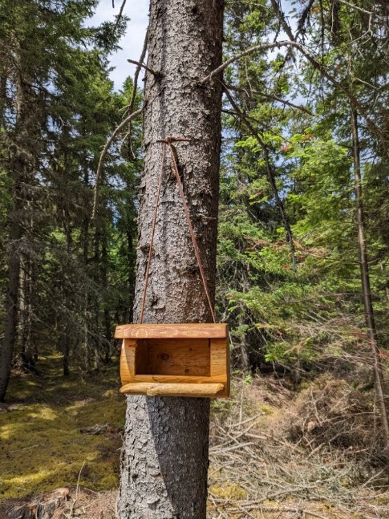 Log Bird Feeder Natural Reclaimed Wood image 2