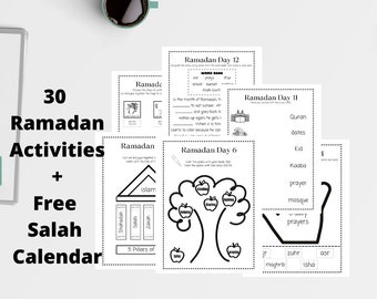 30 Days of Ramadan Printable Activity Workbook for Kids + FREE Salah Calendar PDF File