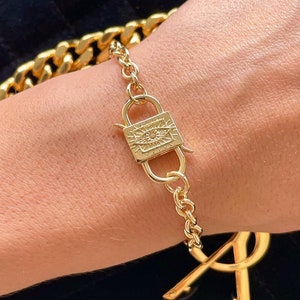 Gold Padlock Evil Eye Bracelet