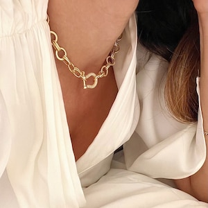 Gold Pave Carabiner Choker Necklace