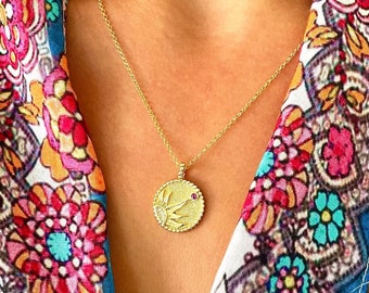 Golden Sun Coin Necklace