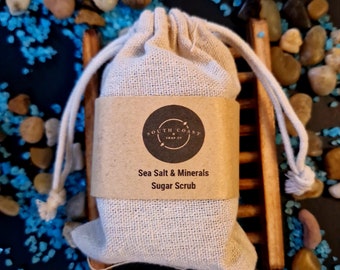 Sea Minerals Sugar scrub 90g. Vegan, cruelty-free,  handmade in the UK.